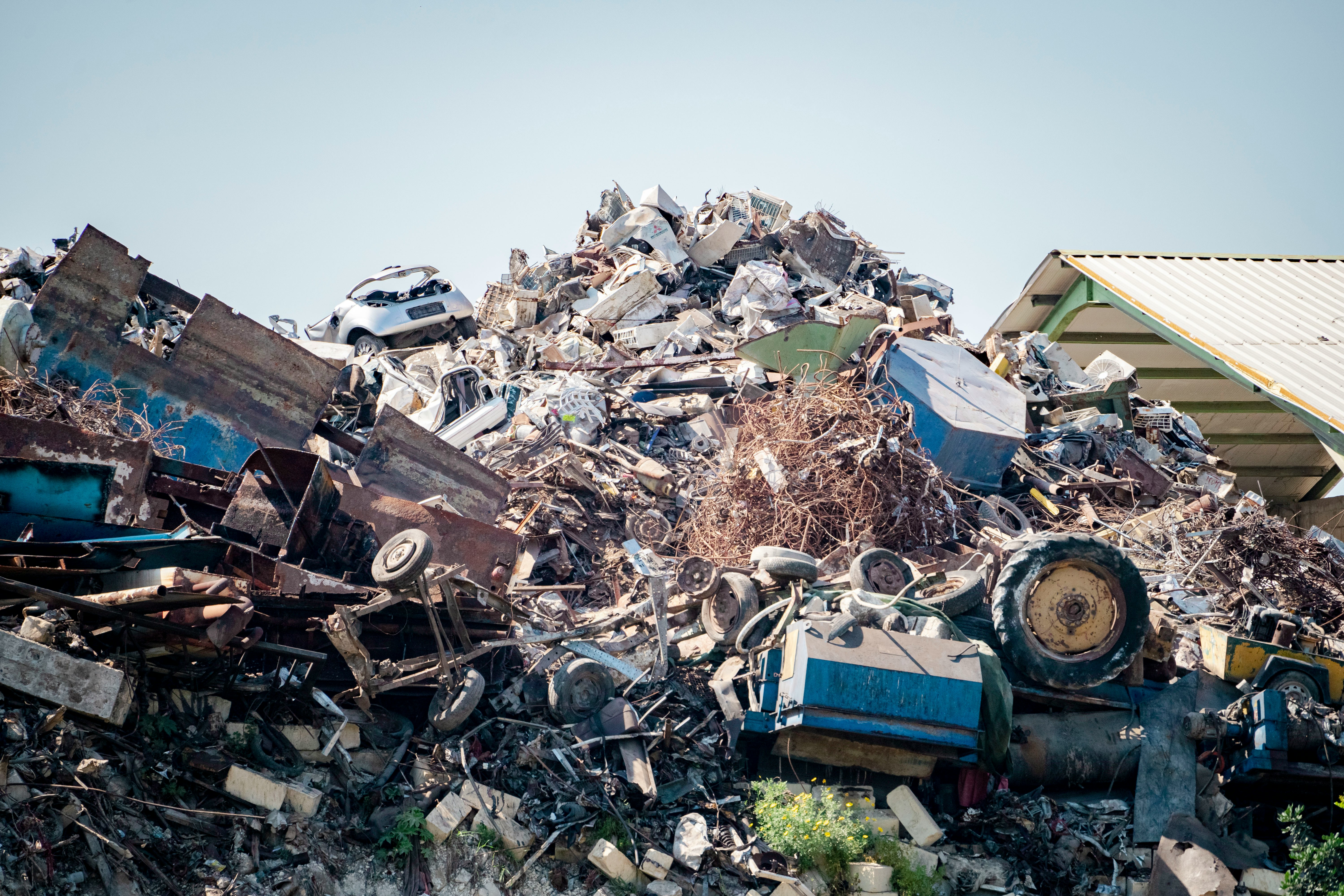 Scrap metal piles